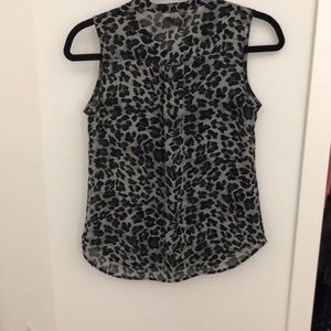 Sleeveless Leopard Print Button Up